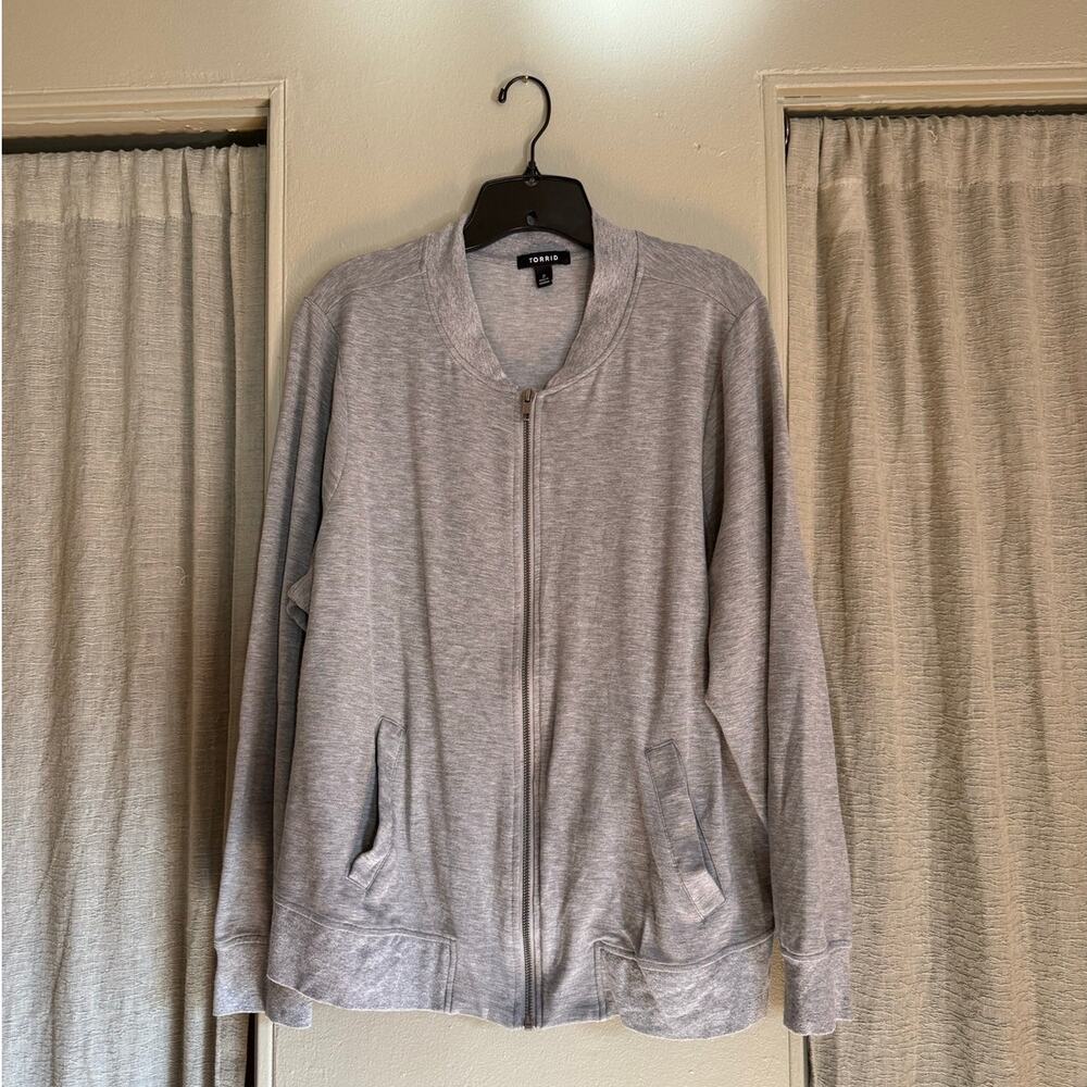 Torrid Women's Ponte Knit Bomber Jacket Gray Plus Size 2/2X